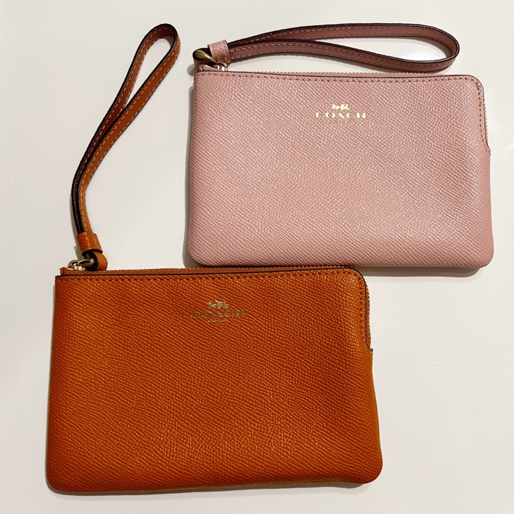 Coach Dual-Tone Pink and Orange Wristlet Pair